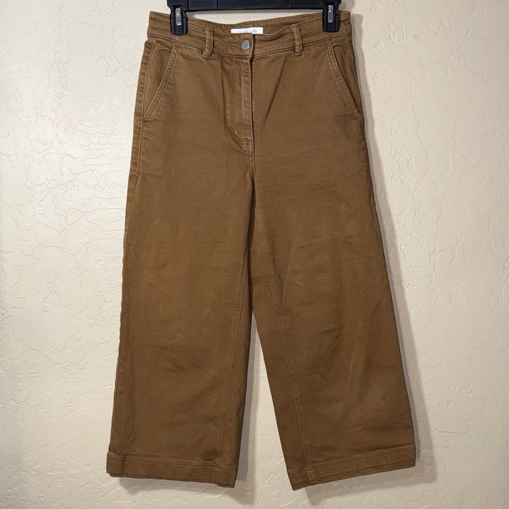 Everlane the utility wide leg pant high waist crop length in brown